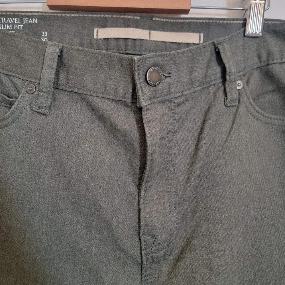 Banana Republic Travel Jean Slim Fit Pant Men 33x30 Green Chino Golf Performance